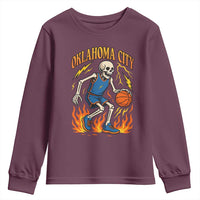 Oklahoma City Basketball Skeleton Youth Sweatshirt OKC Hoops Fan Life Sport Lover - Wonder Print Shop