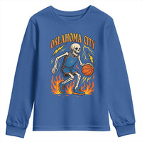 Oklahoma City Basketball Skeleton Youth Sweatshirt OKC Hoops Fan Life Sport Lover - Wonder Print Shop