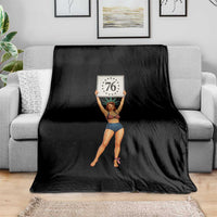 Vintage Patriotic Pin Up Girl 1776 Throw Blanket Statue of Liberty Retro Americana Graphic
