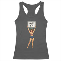 Vintage Patriotic Pin Up Girl 1776 Racerback Tank Top Statue of Liberty Retro Americana Graphic