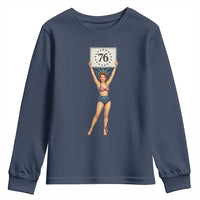 Vintage Patriotic Pin Up Girl 1776 Youth Sweatshirt Statue of Liberty Retro Americana Graphic