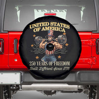 USA 250 Years of Freedom Muscular Uncle Sam Weightlifter Spare Tire Cover Built Different Since 1776 Funny Patriotic Buff Graphic
