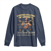 USA 250 Years of Freedom Muscular Uncle Sam Weightlifter Long Sleeve Shirt Built Different Since 1776 Funny Patriotic Buff Graphic