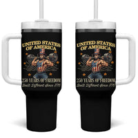 USA 250 Years of Freedom Muscular Uncle Sam Weightlifter Tumbler With Handle Built Different Since 1776 Funny Patriotic Buff Graphic