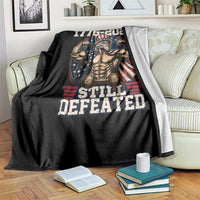 Still Undefeated 1776 to 2026 Muscular Uncle Sam Throw Blanket Buff Bodybuilder American Flag 250th Anniversary Semiquincentennial
