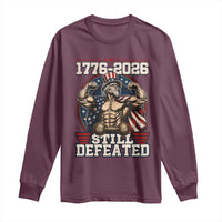 Still Undefeated 1776 to 2026 Muscular Uncle Sam Long Sleeve Shirt Buff Bodybuilder American Flag 250th Anniversary Semiquincentennial
