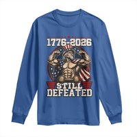 Still Undefeated 1776 to 2026 Muscular Uncle Sam Long Sleeve Shirt Buff Bodybuilder American Flag 250th Anniversary Semiquincentennial