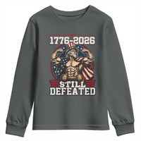 Still Undefeated 1776 to 2026 Muscular Uncle Sam Youth Sweatshirt Buff Bodybuilder American Flag 250th Anniversary Semiquincentennial