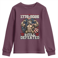 Still Undefeated 1776 to 2026 Muscular Uncle Sam Youth Sweatshirt Buff Bodybuilder American Flag 250th Anniversary Semiquincentennial