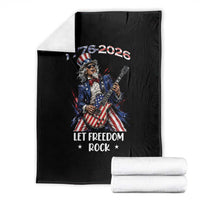 Let Freedom Rock Uncle Sam Rock Star Throw Blanket Funny Electric Guitar Player American Flag Suit 1776 to 2026 Semiquincentennial