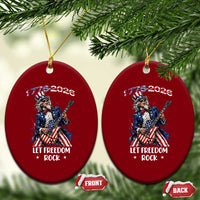 Let Freedom Rock Uncle Sam Rock Star Ceramic Ornament Funny Electric Guitar Player American Flag Suit 1776 to 2026 Semiquincentennial