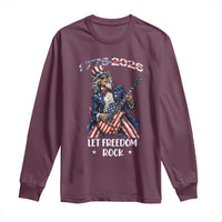 Let Freedom Rock Uncle Sam Rock Star Long Sleeve Shirt Funny Electric Guitar Player American Flag Suit 1776 to 2026 Semiquincentennial