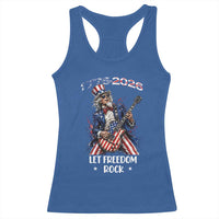 Let Freedom Rock Uncle Sam Rock Star Racerback Tank Top Funny Electric Guitar Player American Flag Suit 1776 to 2026 Semiquincentennial