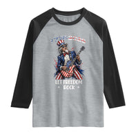 Let Freedom Rock Uncle Sam Rock Star Raglan Shirt Funny Electric Guitar Player American Flag Suit 1776 to 2026 Semiquincentennial