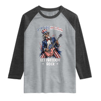 Let Freedom Rock Uncle Sam Rock Star Raglan Shirt Funny Electric Guitar Player American Flag Suit 1776 to 2026 Semiquincentennial