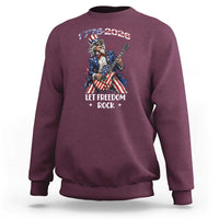 Let Freedom Rock Uncle Sam Rock Star Sweatshirt Funny Electric Guitar Player American Flag Suit 1776 to 2026 Semiquincentennial