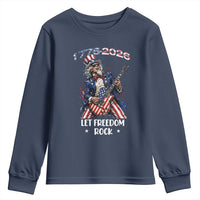 Let Freedom Rock Uncle Sam Rock Star Youth Sweatshirt Funny Electric Guitar Player American Flag Suit 1776 to 2026 Semiquincentennial
