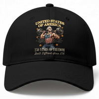 USA 250 Years of Freedom Muscular George Washington Weightlifter Baseball Cap Built Different Since 1776 Funny Patriotic 1st President Bodybuilder