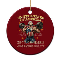 USA 250 Years of Freedom Muscular George Washington Weightlifter Ceramic Ornament Built Different Since 1776 Funny Patriotic 1st President Bodybuilder