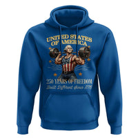 USA 250 Years of Freedom Muscular George Washington Weightlifter Hoodie Built Different Since 1776 Funny Patriotic 1st President Bodybuilder