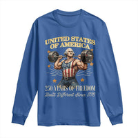 USA 250 Years of Freedom Muscular George Washington Weightlifter Long Sleeve Shirt Built Different Since 1776 Funny Patriotic 1st President Bodybuilder