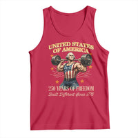 USA 250 Years of Freedom Muscular George Washington Weightlifter Tank Top Built Different Since 1776 Funny Patriotic 1st President Bodybuilder