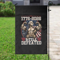 Still Undefeated 1776 to 2026 Muscular George Washington Garden Flag Buff Bodybuilder American Flag Cape 250th Anniversary Semiquincentennial