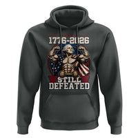 Still Undefeated 1776 to 2026 Muscular George Washington Hoodie Buff Bodybuilder American Flag Cape 250th Anniversary Semiquincentennial