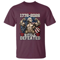 Still Undefeated 1776 to 2026 Muscular George Washington T Shirt Buff Bodybuilder American Flag Cape 250th Anniversary Semiquincentennial