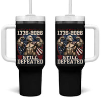 Still Undefeated 1776 to 2026 Muscular George Washington Tumbler With Handle Buff Bodybuilder American Flag Cape 250th Anniversary Semiquincentennial