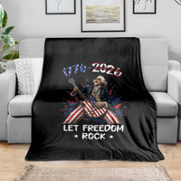 Let Freedom Rock George Washington Rock Star Throw Blanket Funny Electric Guitar Player American Flag Suit 1776 to 2026 Semiquincentennial