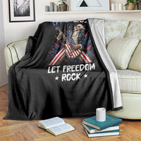 Let Freedom Rock George Washington Rock Star Throw Blanket Funny Electric Guitar Player American Flag Suit 1776 to 2026 Semiquincentennial