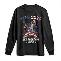 Let Freedom Rock George Washington Rock Star Long Sleeve Shirt Funny Electric Guitar Player American Flag Suit 1776 to 2026 Semiquincentennial