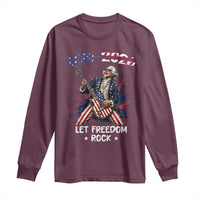 Let Freedom Rock George Washington Rock Star Long Sleeve Shirt Funny Electric Guitar Player American Flag Suit 1776 to 2026 Semiquincentennial
