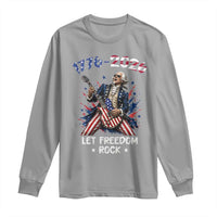 Let Freedom Rock George Washington Rock Star Long Sleeve Shirt Funny Electric Guitar Player American Flag Suit 1776 to 2026 Semiquincentennial