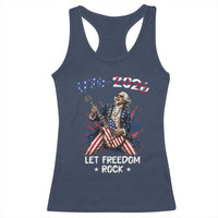 Let Freedom Rock George Washington Rock Star Racerback Tank Top Funny Electric Guitar Player American Flag Suit 1776 to 2026 Semiquincentennial