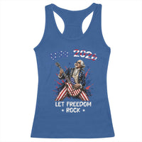 Let Freedom Rock George Washington Rock Star Racerback Tank Top Funny Electric Guitar Player American Flag Suit 1776 to 2026 Semiquincentennial