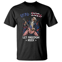 Let Freedom Rock George Washington Rock Star T Shirt Funny Electric Guitar Player American Flag Suit 1776 to 2026 Semiquincentennial