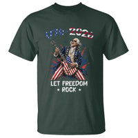 Let Freedom Rock George Washington Rock Star T Shirt Funny Electric Guitar Player American Flag Suit 1776 to 2026 Semiquincentennial