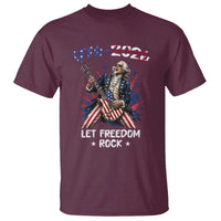 Let Freedom Rock George Washington Rock Star T Shirt Funny Electric Guitar Player American Flag Suit 1776 to 2026 Semiquincentennial