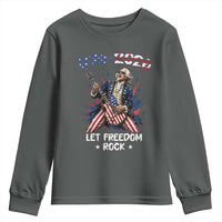 Let Freedom Rock George Washington Rock Star Youth Sweatshirt Funny Electric Guitar Player American Flag Suit 1776 to 2026 Semiquincentennial