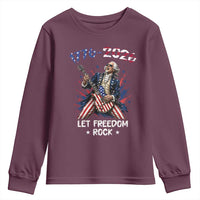 Let Freedom Rock George Washington Rock Star Youth Sweatshirt Funny Electric Guitar Player American Flag Suit 1776 to 2026 Semiquincentennial