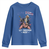 Let Freedom Rock George Washington Rock Star Youth Sweatshirt Funny Electric Guitar Player American Flag Suit 1776 to 2026 Semiquincentennial