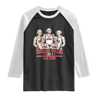 Dream Team of 1776 Funny Founding Fathers Basketball Players Raglan Shirt Patriotic Sports Team Parody 4th of July 250th Anniversary