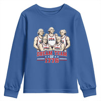 Dream Team of 1776 Funny Founding Fathers Basketball Players Youth Sweatshirt Patriotic Sports Team Parody 4th of July 250th Anniversary