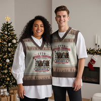 1776 National Champions Liberty Legends Vintage V-Neck Knit Sweater Vest Horseback Founding Fathers America 250th Anniversary