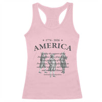 Declaration of Independence Sacred Honor Quote Graphic Racerback Tank Top Vintage 1776 to 2026 America Patriotic History
