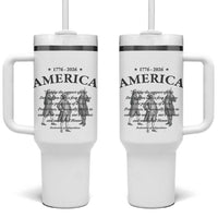 Declaration of Independence Sacred Honor Quote Graphic Tumbler With Handle Vintage 1776 to 2026 America Patriotic History
