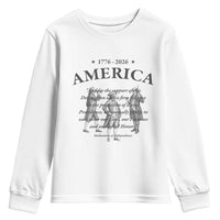 Declaration of Independence Sacred Honor Quote Graphic Youth Sweatshirt Vintage 1776 to 2026 America Patriotic History
