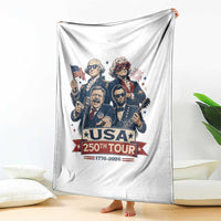 USA 250th Tour 2026 Founding Fathers Rock Concert Throw Blanket Funny Mount Rushmore Rock Stars Semiquincentennial